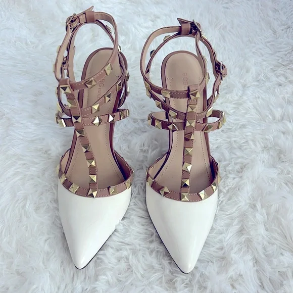 BCBGeneration White/Tan Pointed Toe Heels - Picture 3 of 6